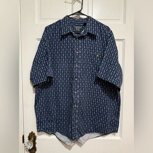 Mens Vintage Short Sleeve Button Down Shirt Size XL 1990s Geometric Pattern